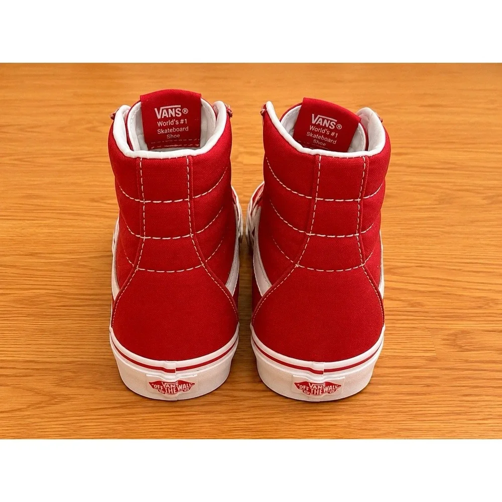 Vans Sk8-Hi Racing Red Canvas High Top Sneakers Mens 7.5 Womens 9 Skate Shoes